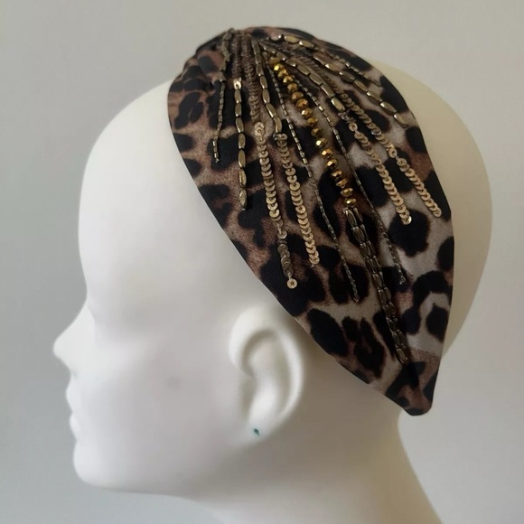 NAMJOSH Leopard Print Beaded Headband - Picture 6 of 6